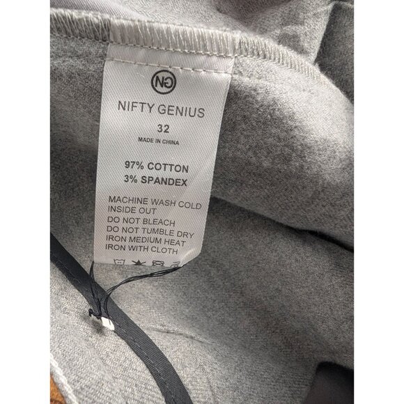 Nifty Genius Pants Mens 32 Gray Chino Slim Fit Stretch - Picture 3 of 9